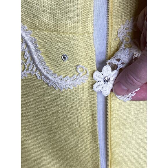 Vintage 60s Butter Yellow Maxi Gown Women XS Lace Retro Glam Regency Formal Prom - Picture 4 of 11